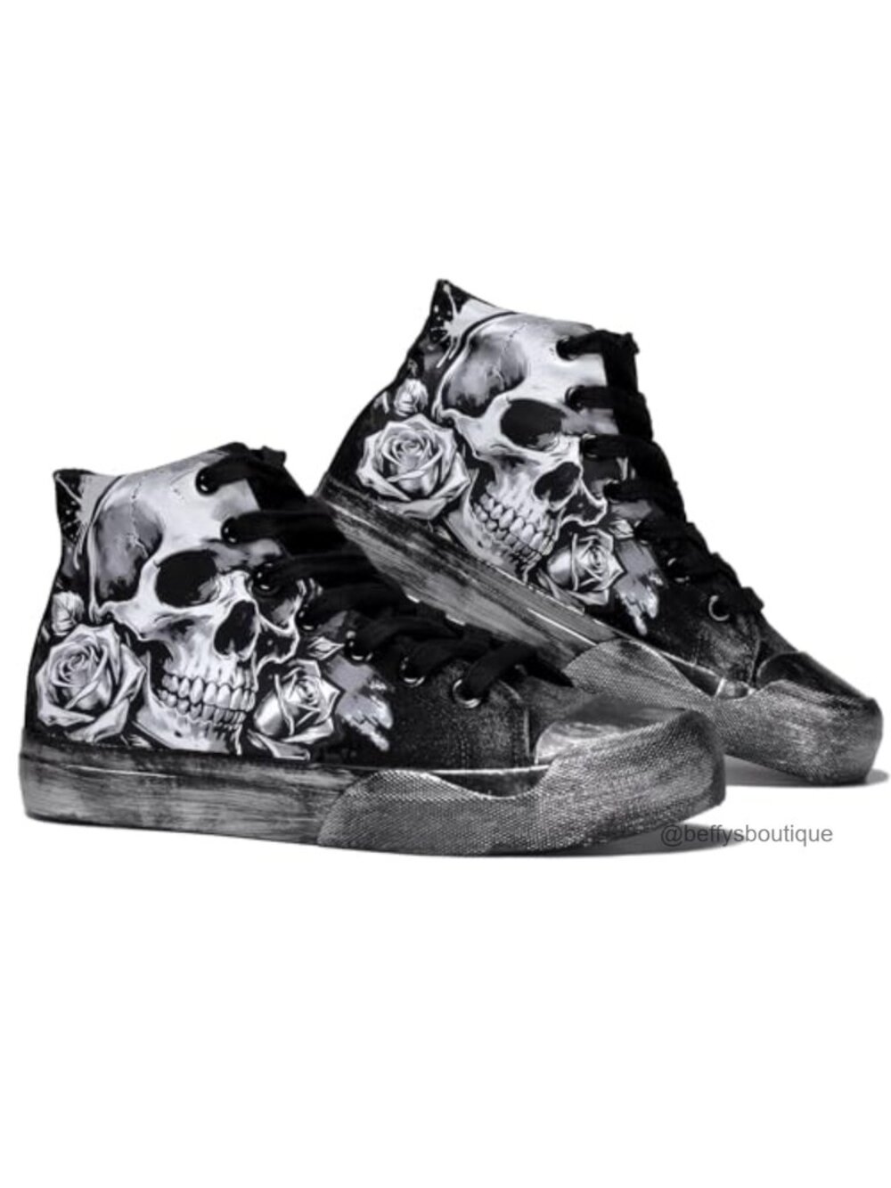 GXZUORUI Skull High Top Lace Up Canvas Sneakers Gothic Unisex Walking Shoes